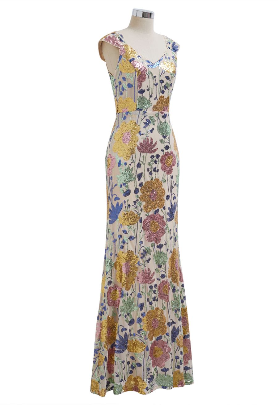 Impressive Blossom Full Sequin Mermaid Gown