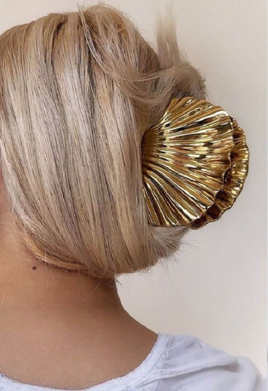 Glossy Golden Shell Hair Claw