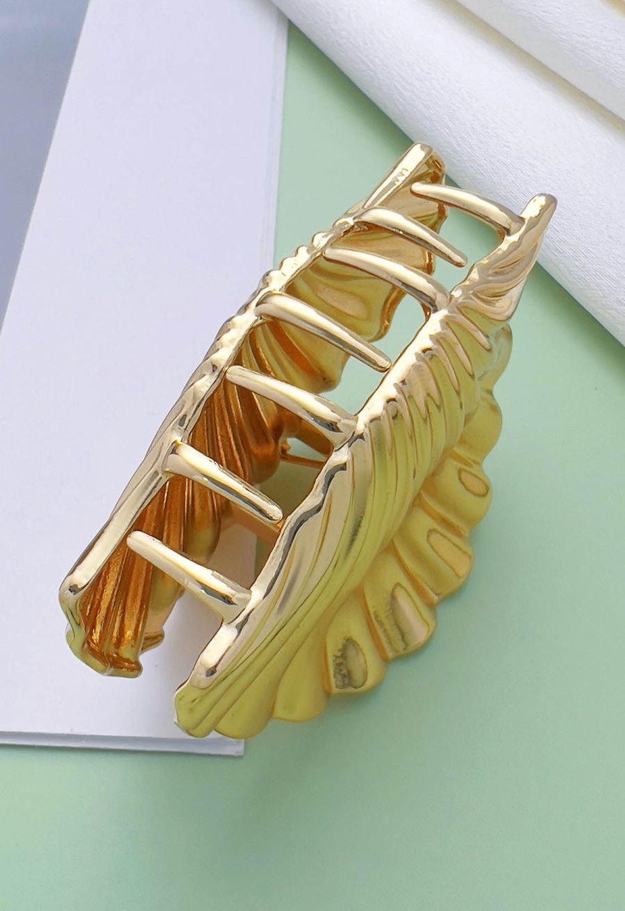Glossy Golden Shell Hair Claw