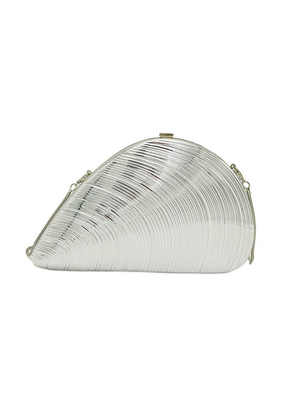 Artistic Shell-Inspired Acrylic Bag in Silver
