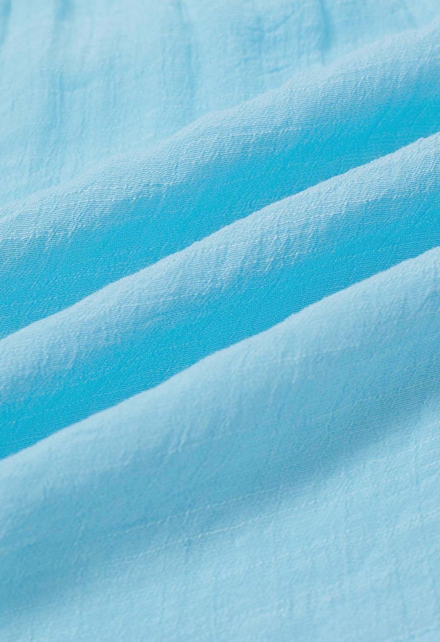 Crinkle Gathered Tiered Midi Skirt in Light Blue