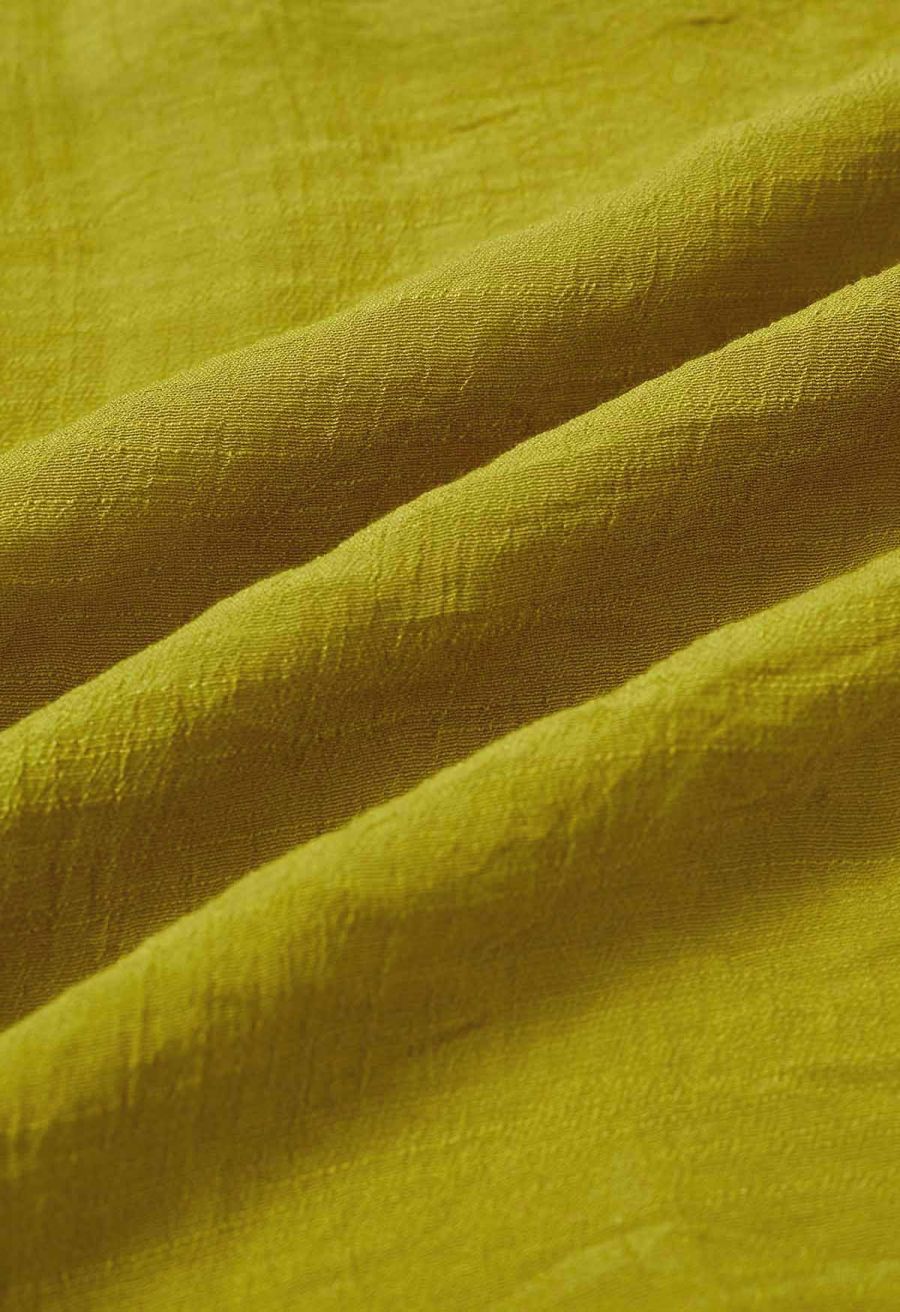 Airy Crinkle Belted Midi Skirt in Lime