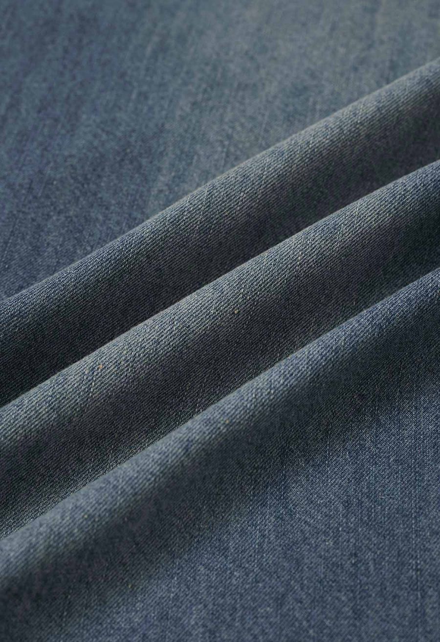 Sleek Proposition Elastic Waist Wide-Leg Jeans in Blue