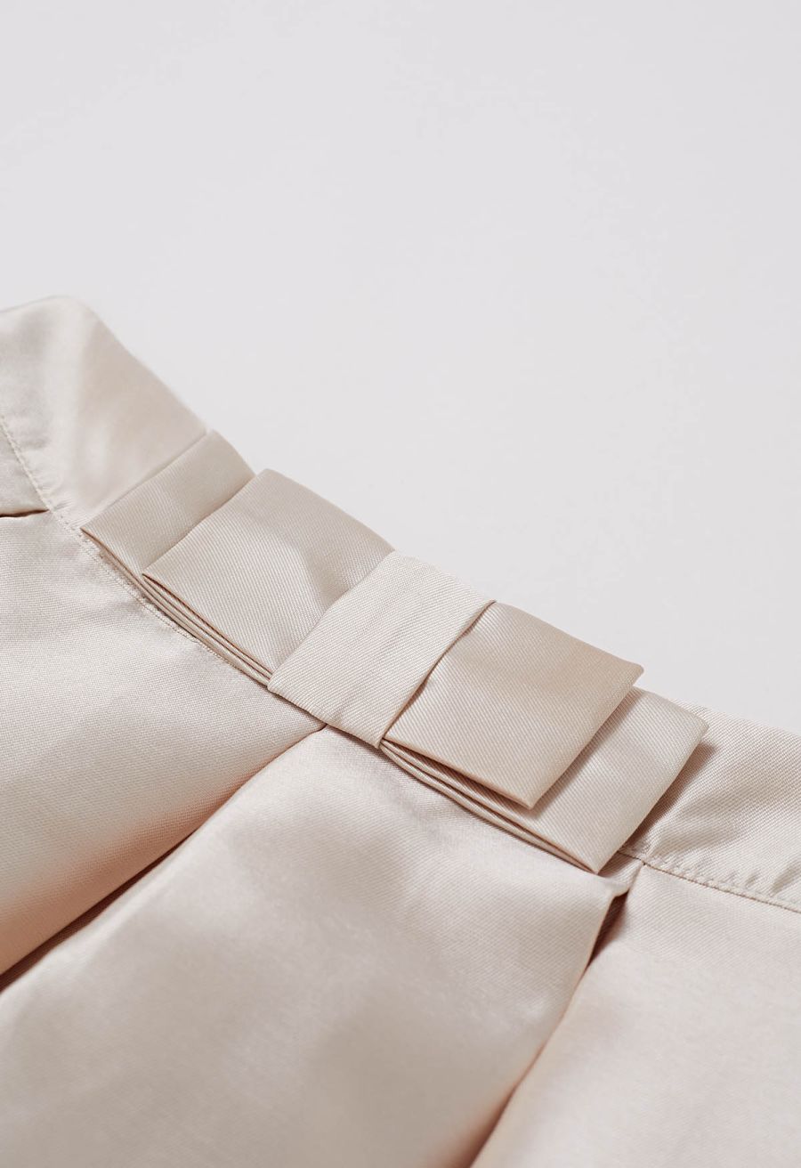 Luxurious Night Bowknot Pleated A-Line Skirt