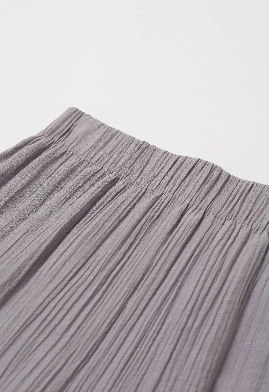 O-Ring Belt Wide Leg Tiered Crop Pants in Mauve