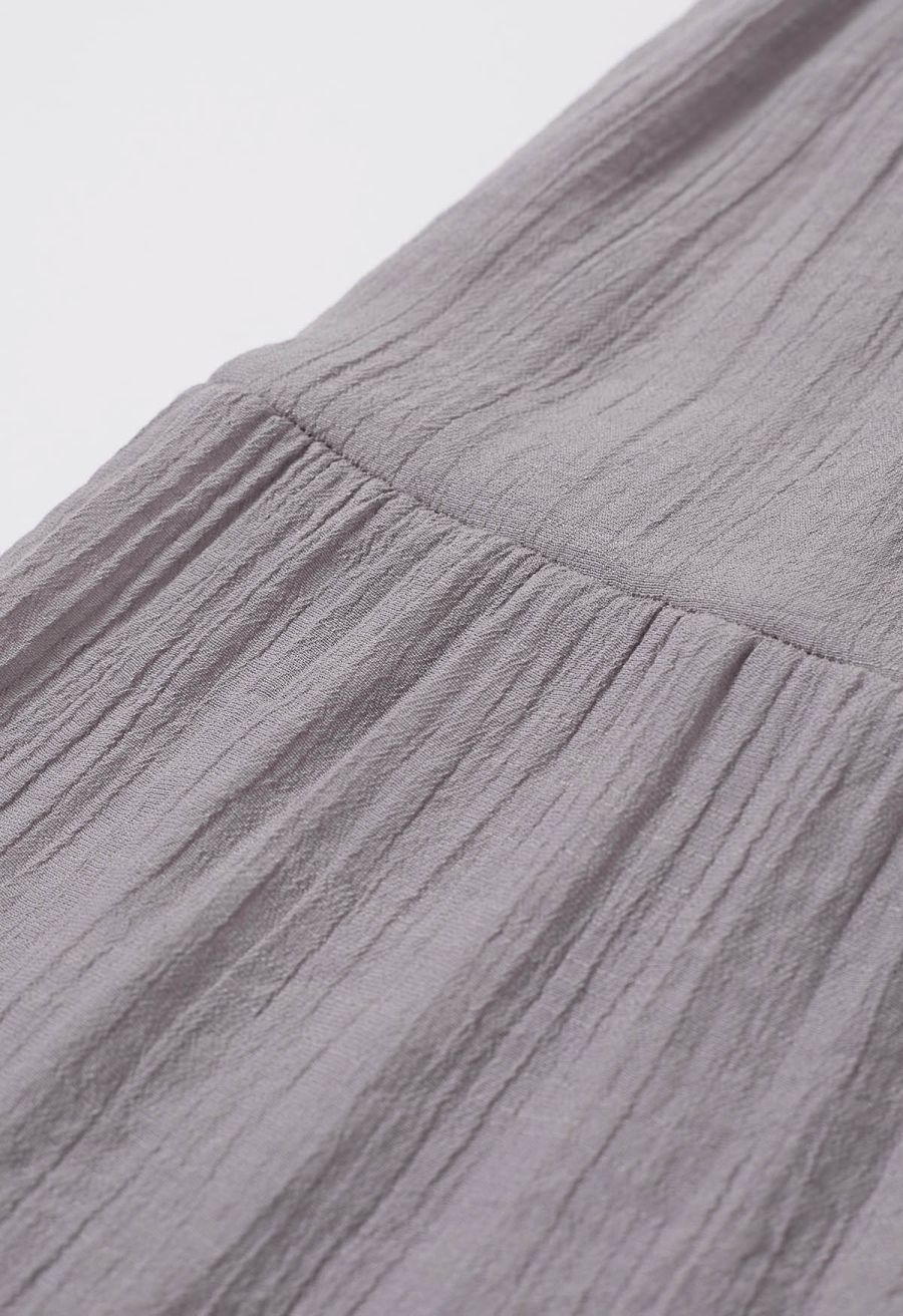 O-Ring Belt Wide Leg Tiered Crop Pants in Mauve