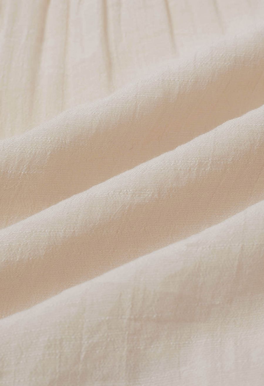 O-Ring Belt Wide Leg Tiered Crop Pants in Oatmeal