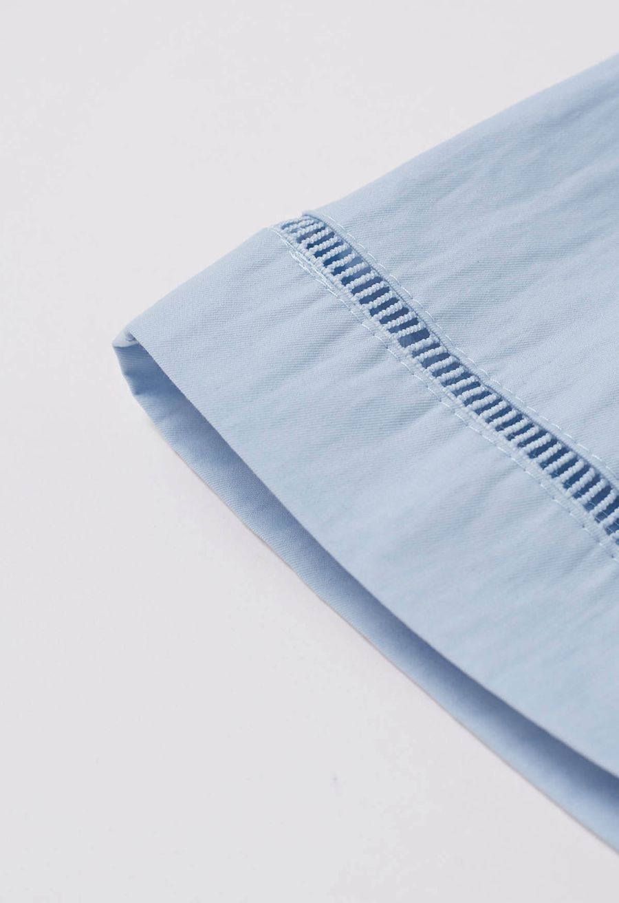 Ladder-Lace Hem Elasticated Waistband Shorts in Sky Blue