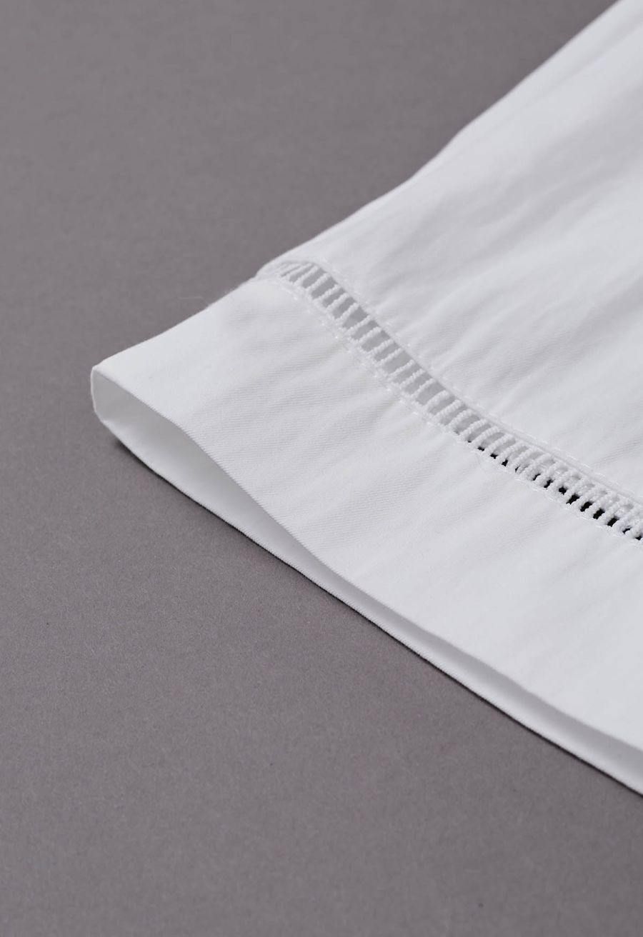 Ladder-Lace Hem Elasticated Waistband Shorts in White