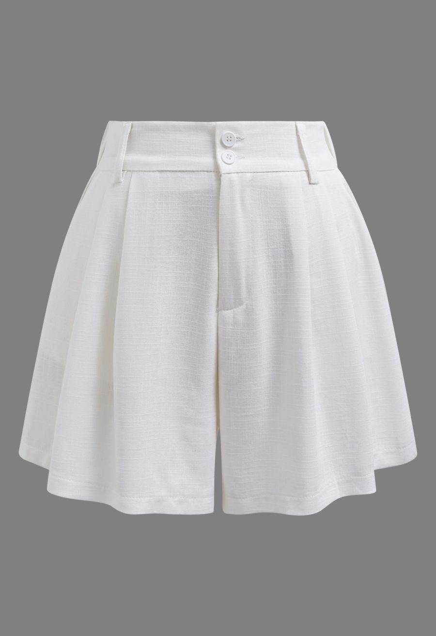Side Pocket Half Waistband Shorts in Ivory