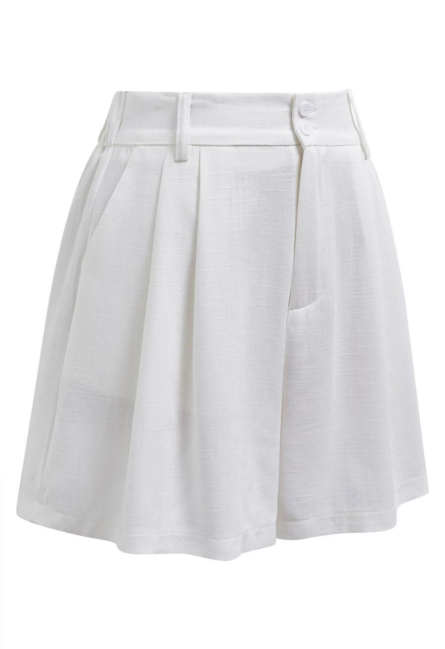 Side Pocket Half Waistband Shorts in Ivory