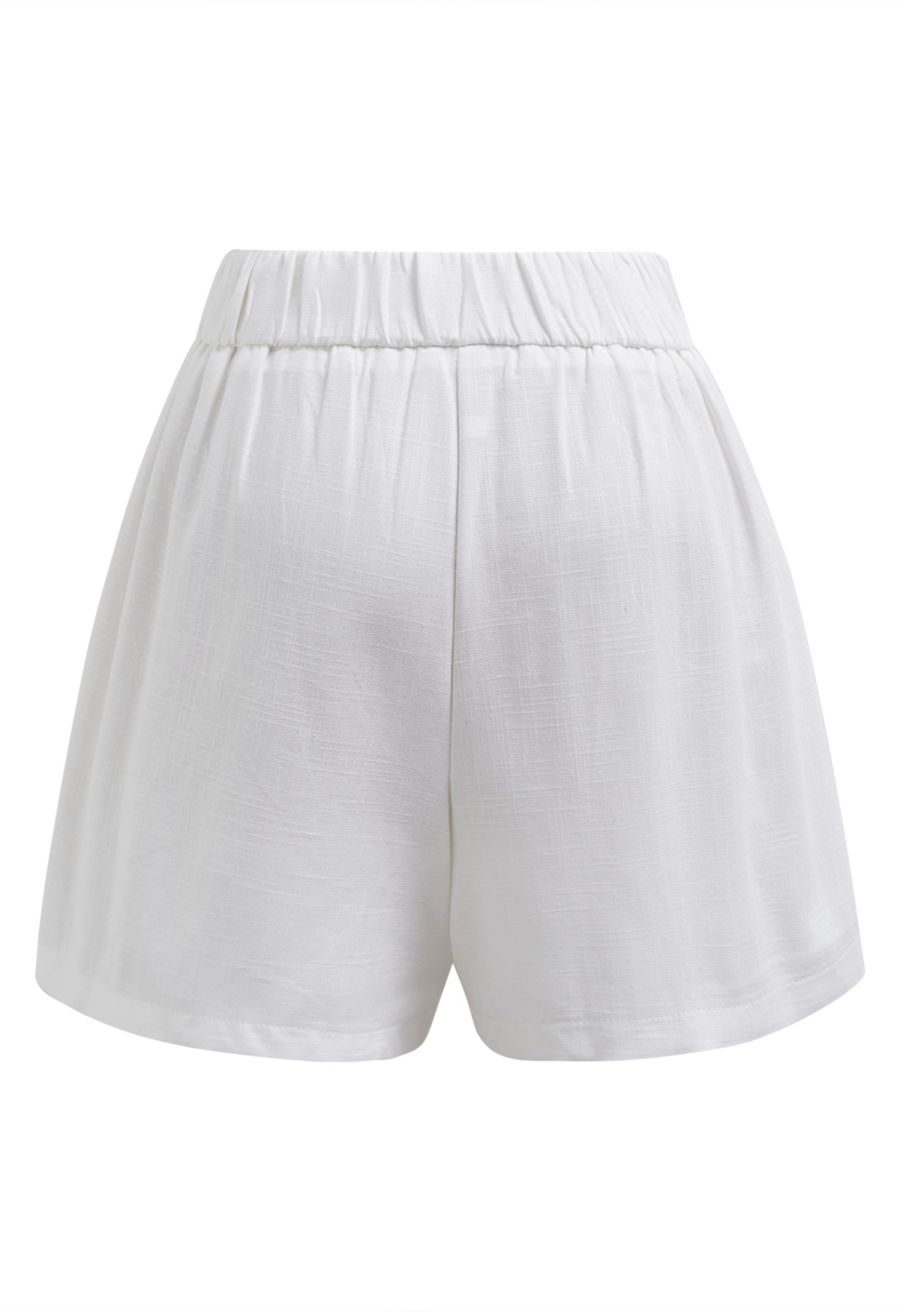 Side Pocket Half Waistband Shorts in Ivory