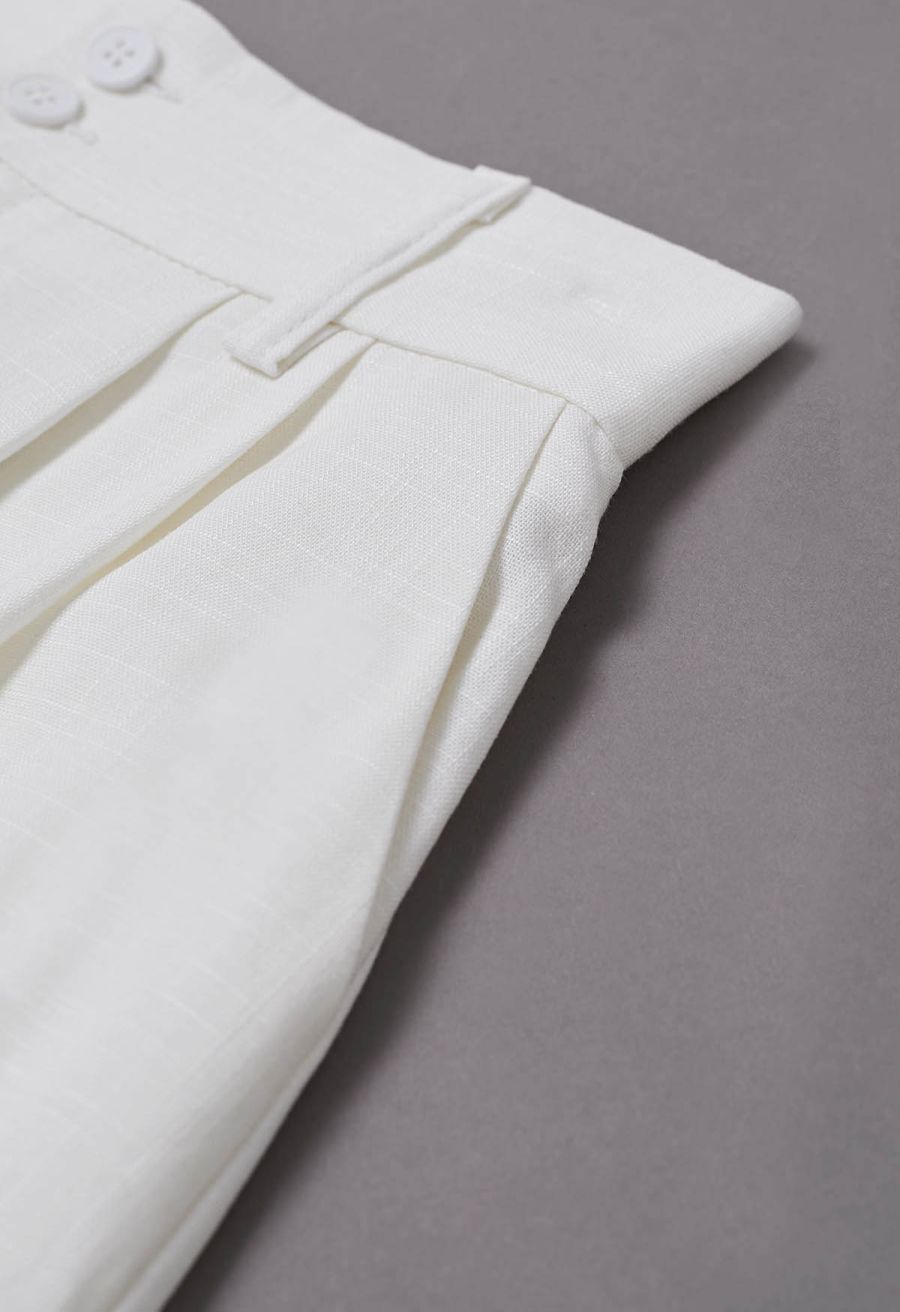 Side Pocket Half Waistband Shorts in Ivory