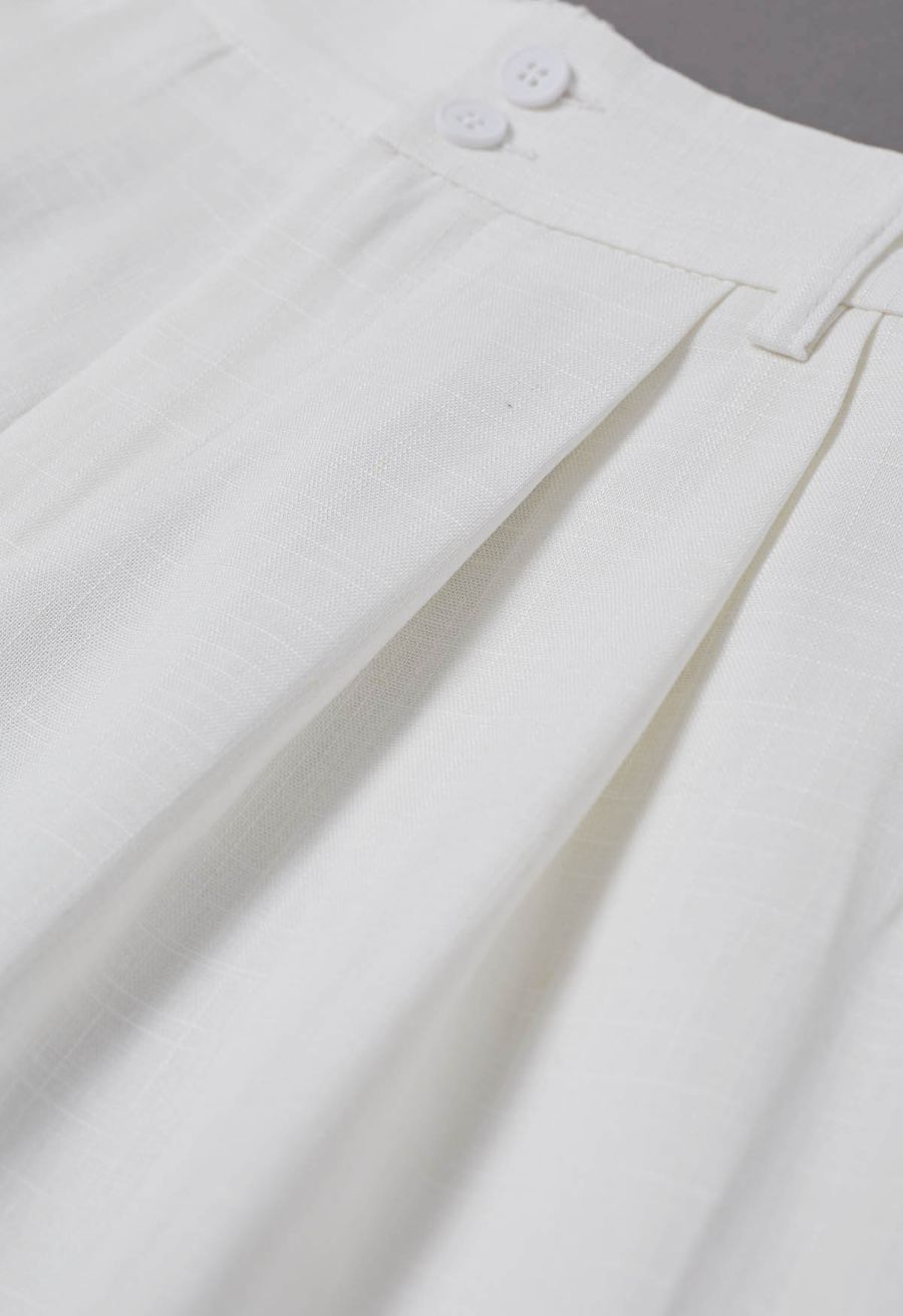Side Pocket Half Waistband Shorts in Ivory