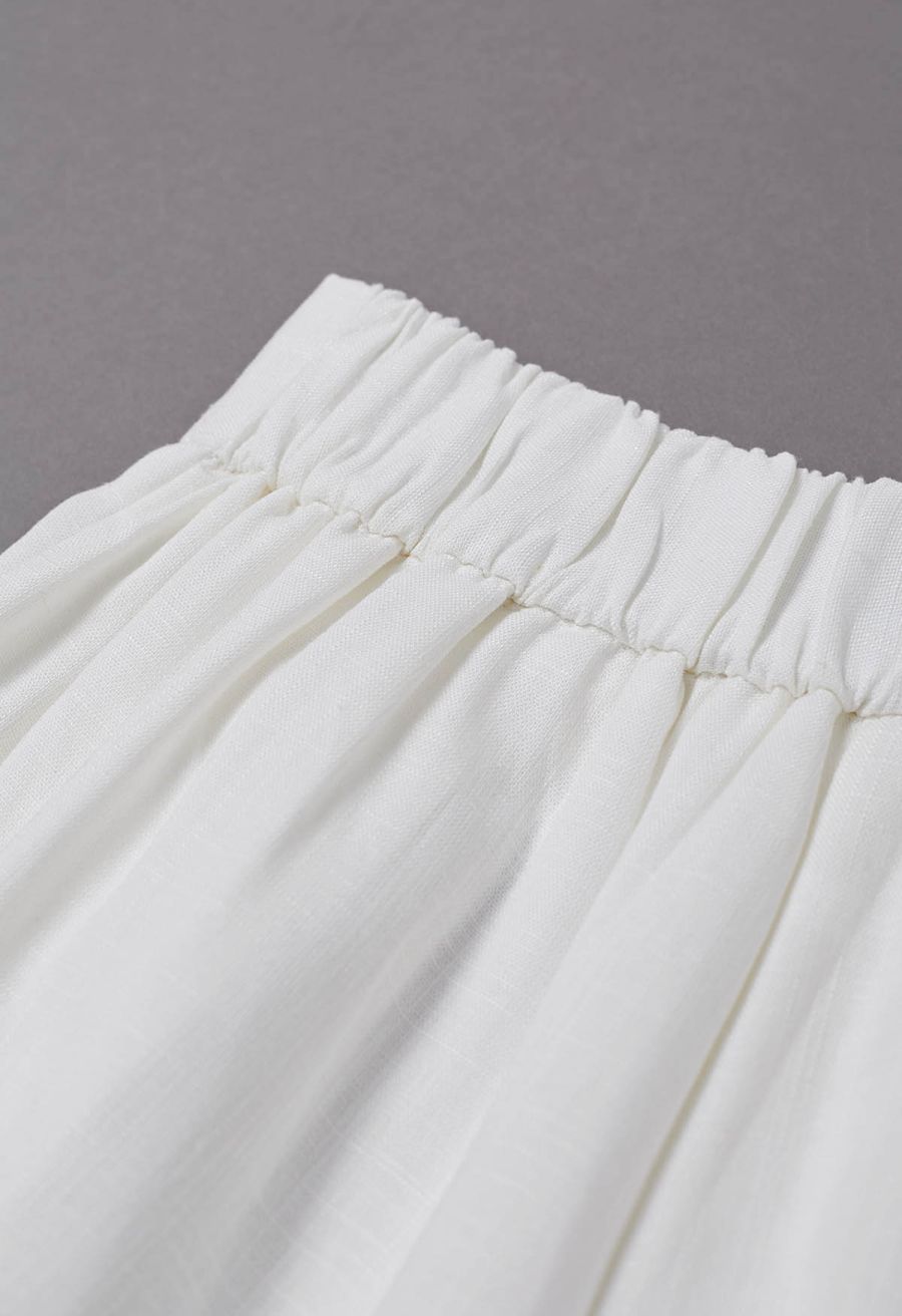 Side Pocket Half Waistband Shorts in Ivory