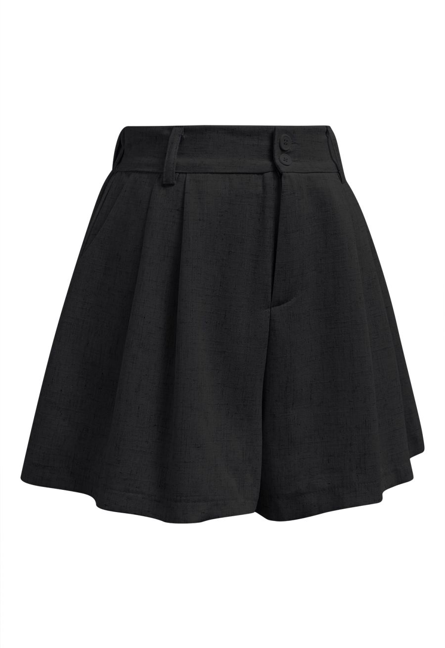 Side Pocket Half Waistband Shorts in Black