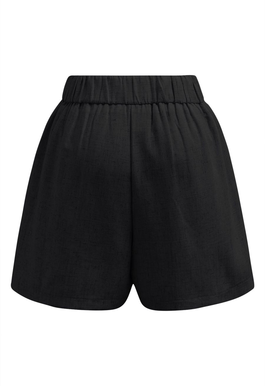 Side Pocket Half Waistband Shorts in Black