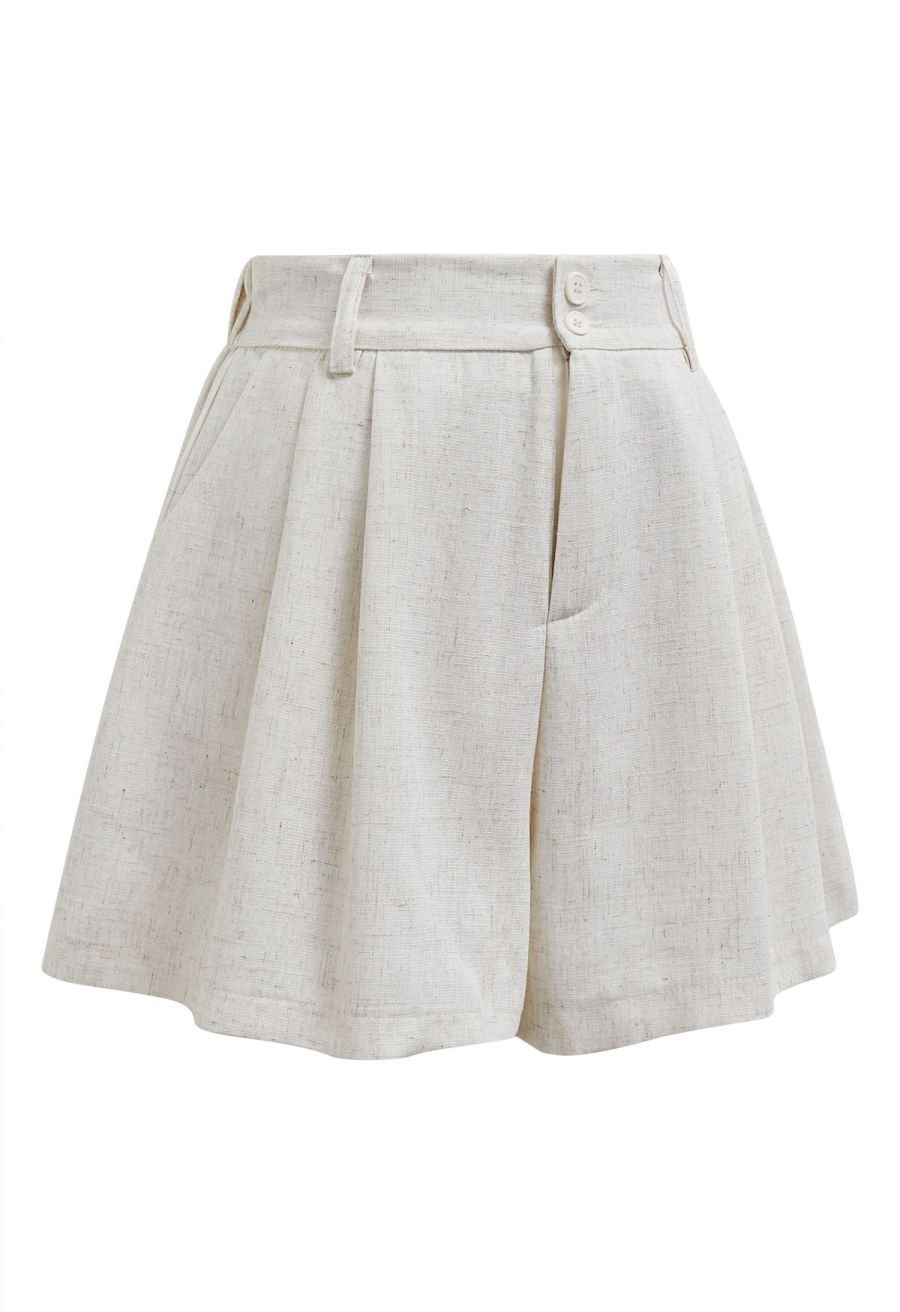 Side Pocket Half Waistband Shorts in Linen