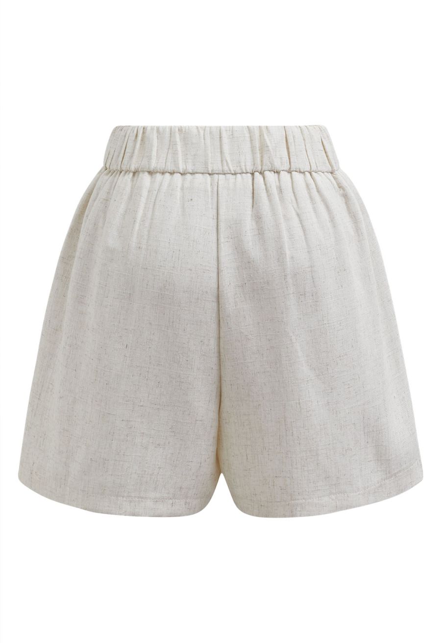 Side Pocket Half Waistband Shorts in Linen