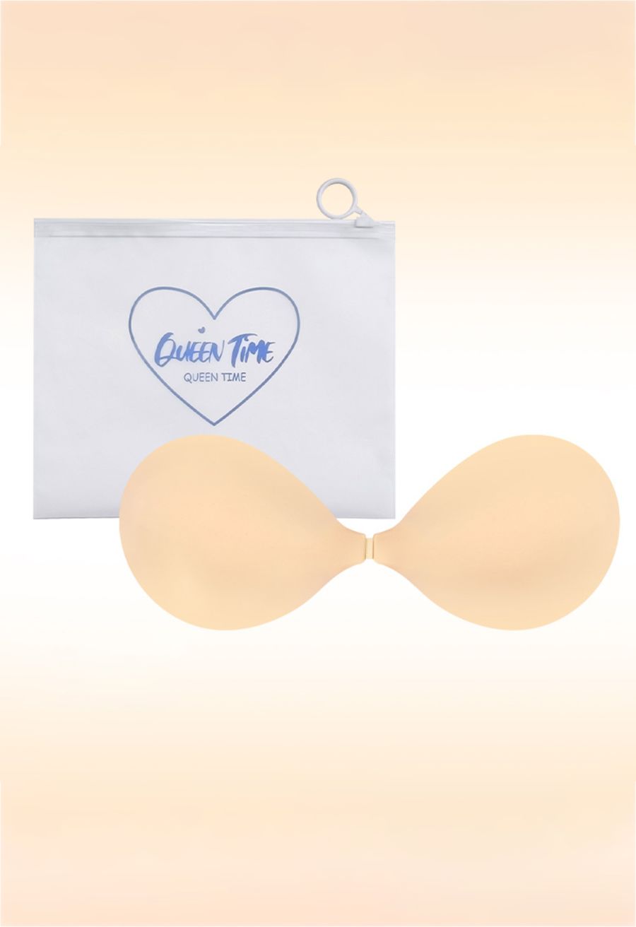 Front Clip Push-Up Silicone Adhesive Bra in Cream