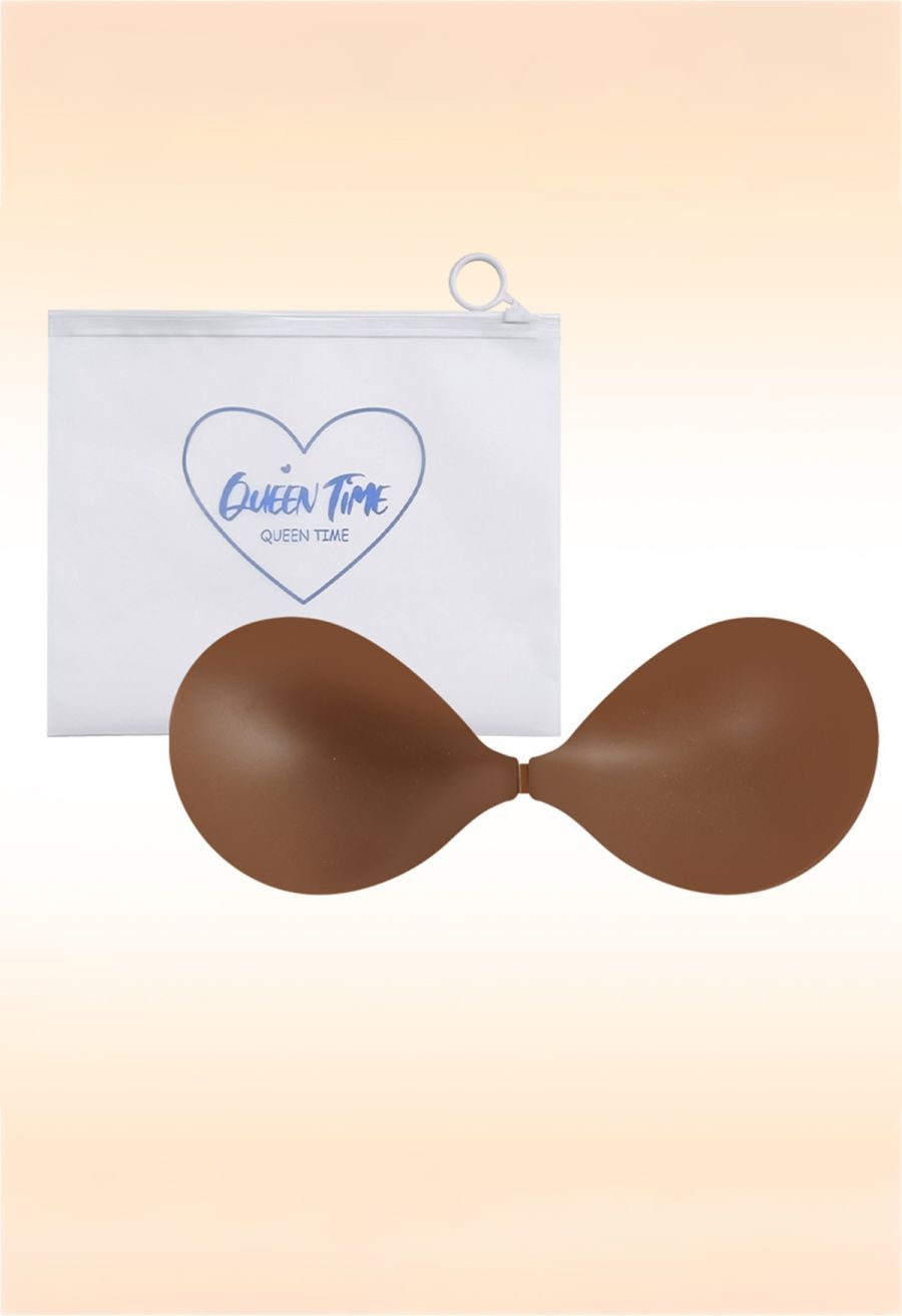 Front Clip Push-Up Silicone Adhesive Bra in Chocolate