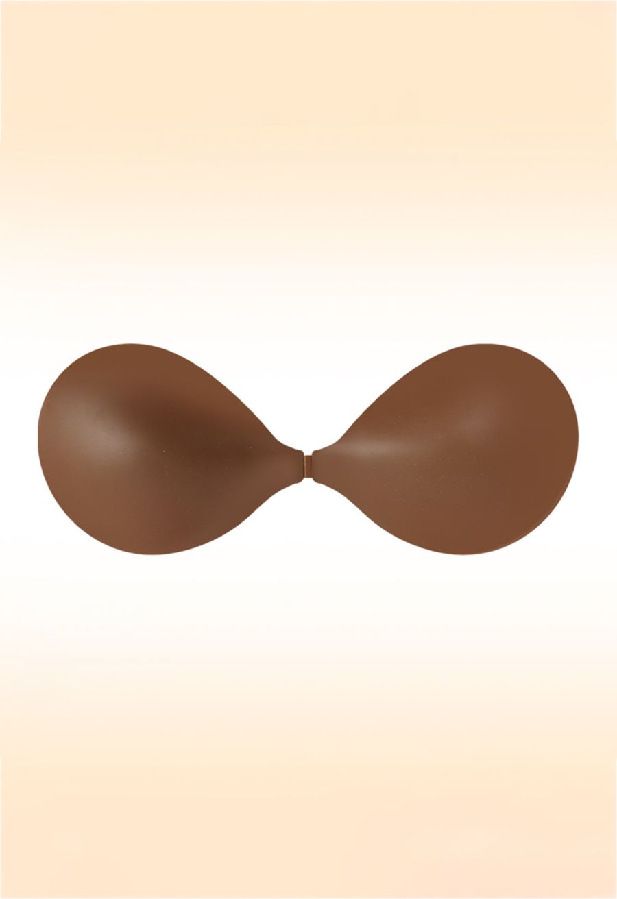 Front Clip Push-Up Silicone Adhesive Bra in Chocolate