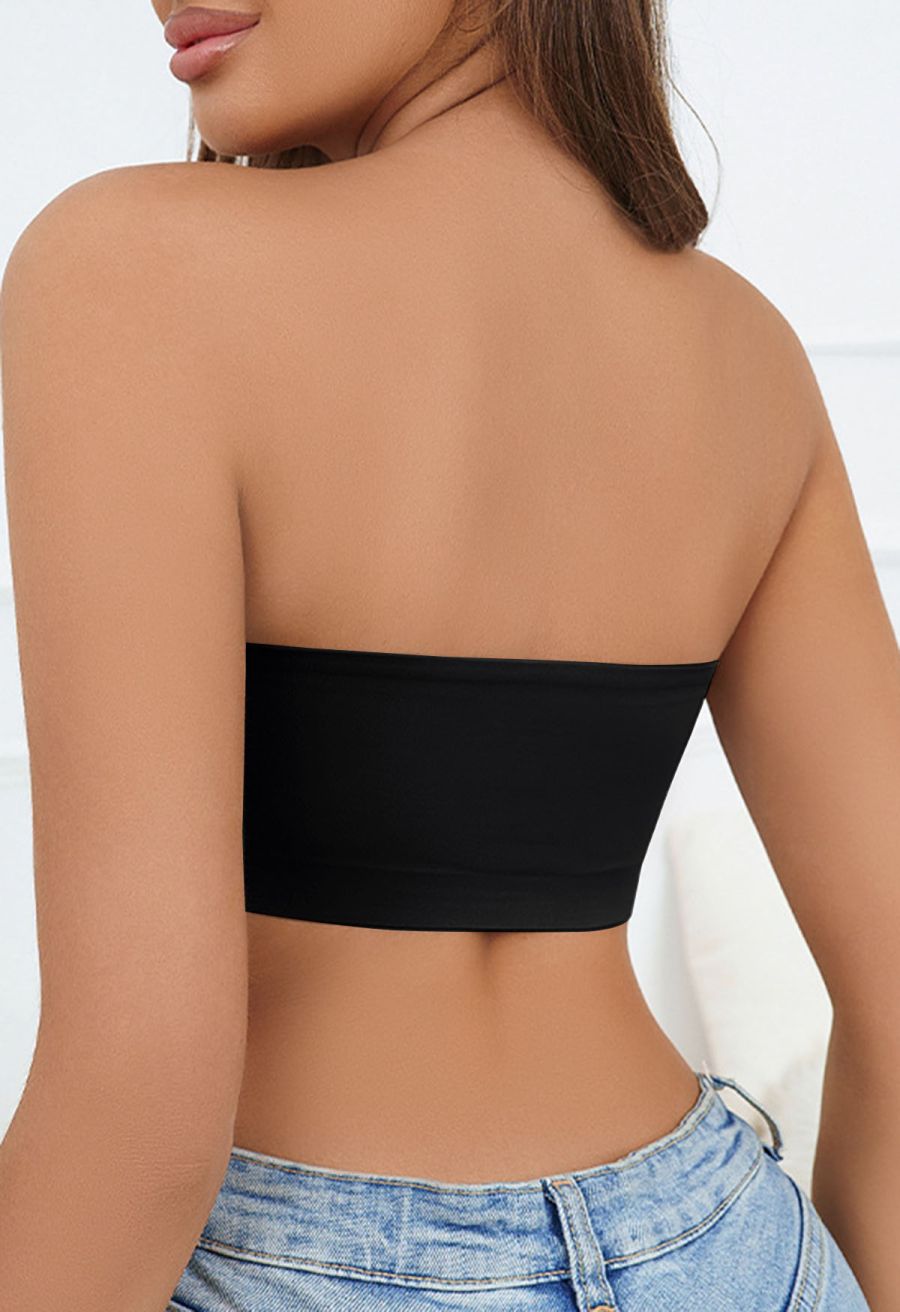 Strapless Bandeau Bra Top in Black