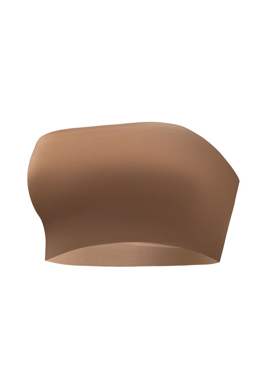 Strapless Bandeau Bra Top in Tan