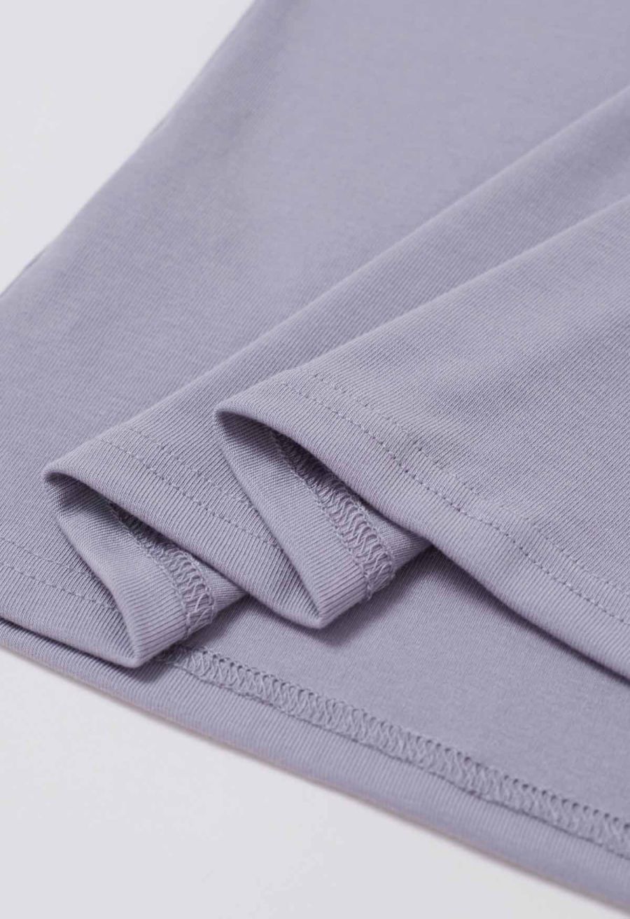Organza Bow Accent One-Shoulder Slanted Top in Lilac
