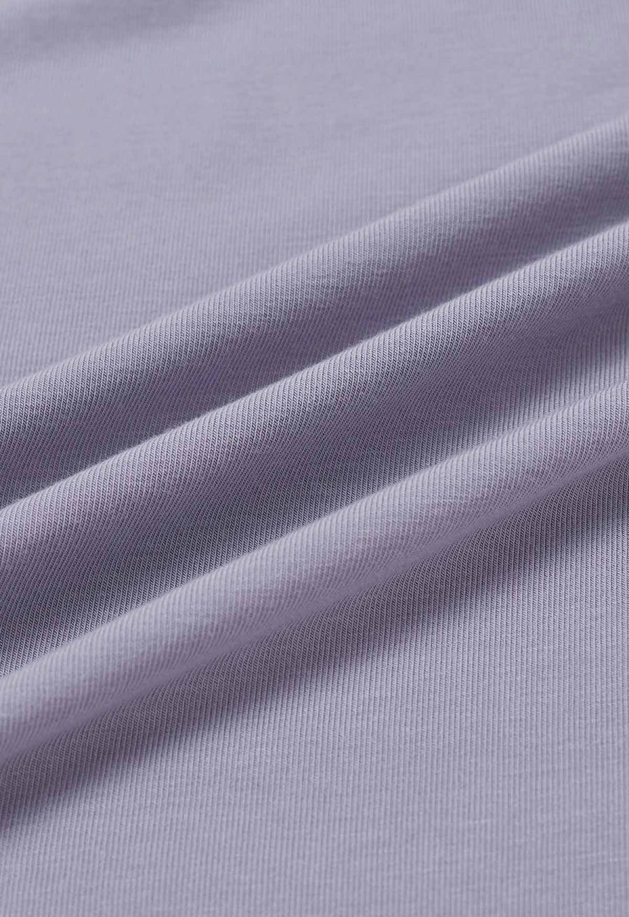 Organza Bow Accent One-Shoulder Slanted Top in Lilac
