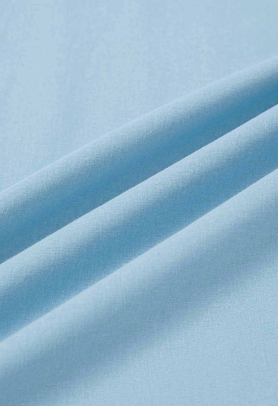 Solid Color Open Back Cotton Cami Dress in Light Blue