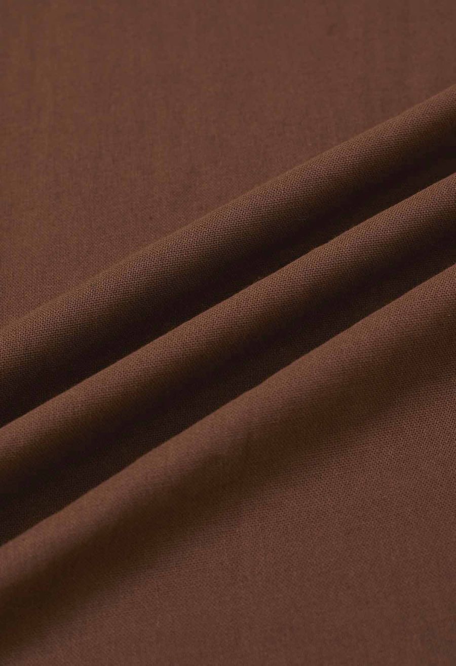 Solid Color Open Back Cotton Cami Dress in Brown