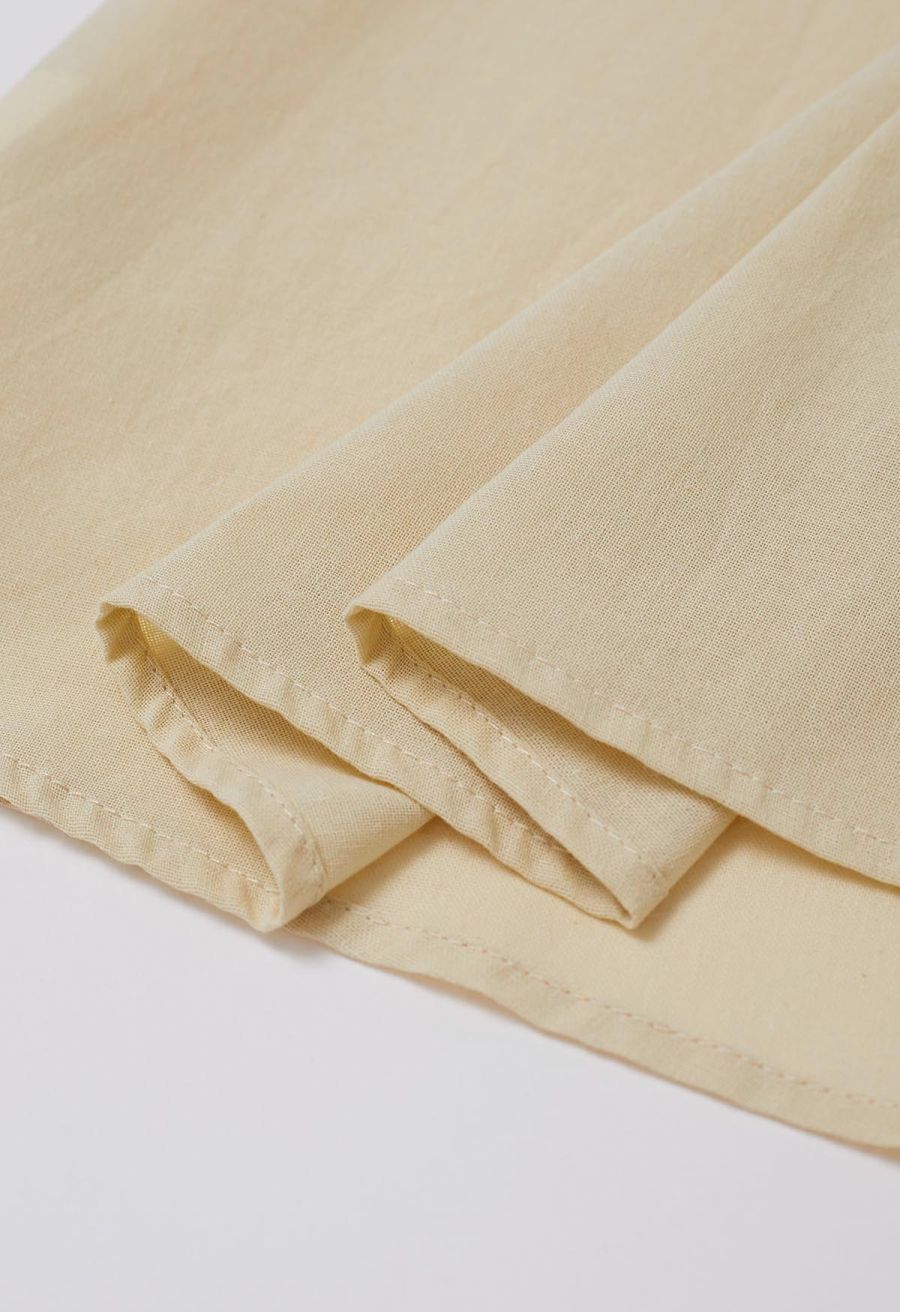 Solid Color Open Back Cotton Cami Dress in Light Yellow