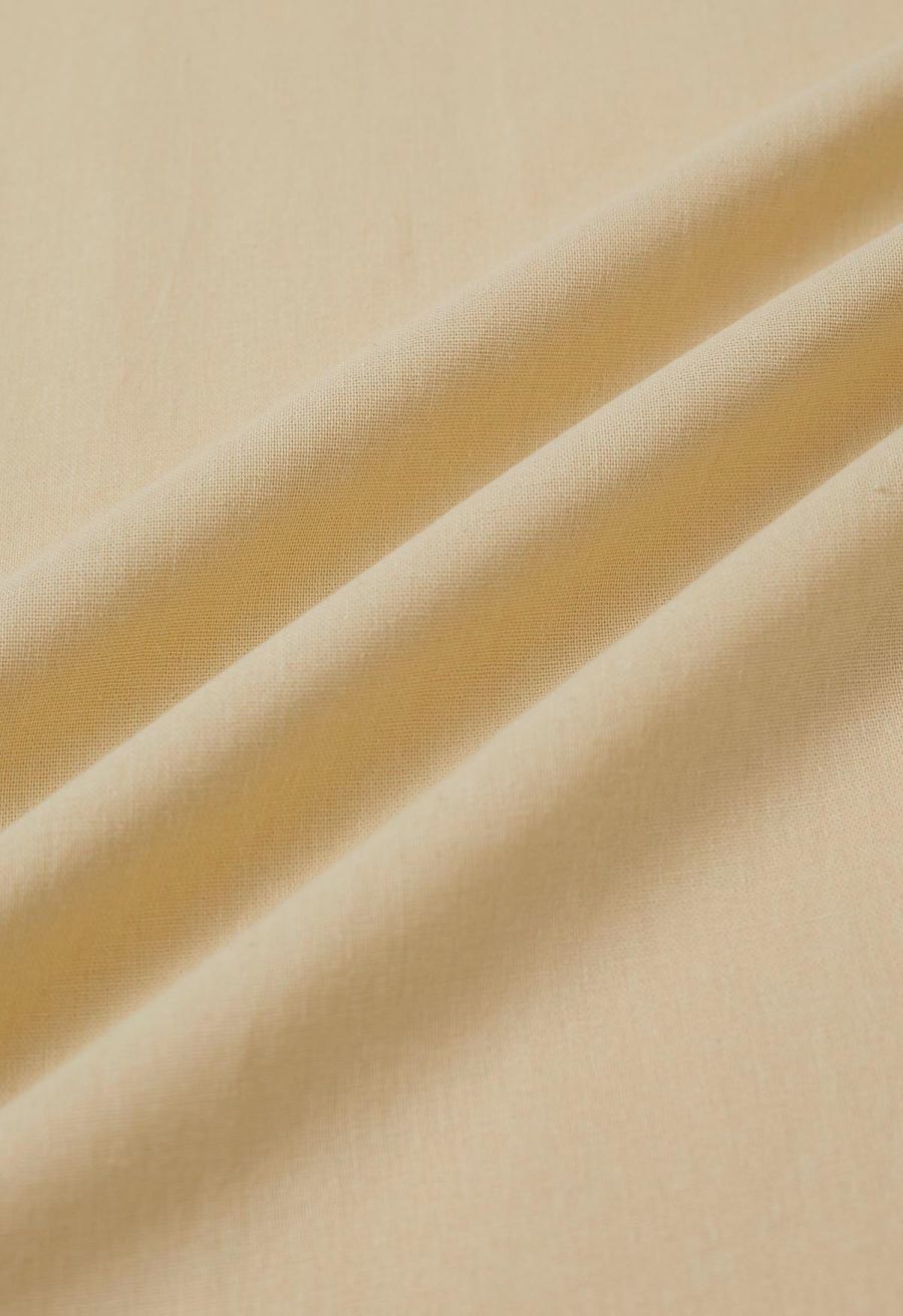 Solid Color Open Back Cotton Cami Dress in Light Yellow