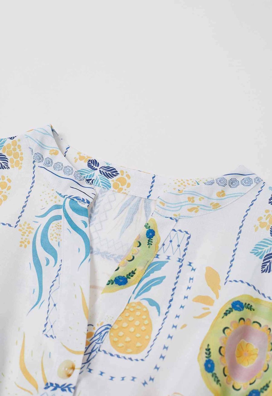 Fruit Paradise Printed V-Neck Flare Dress