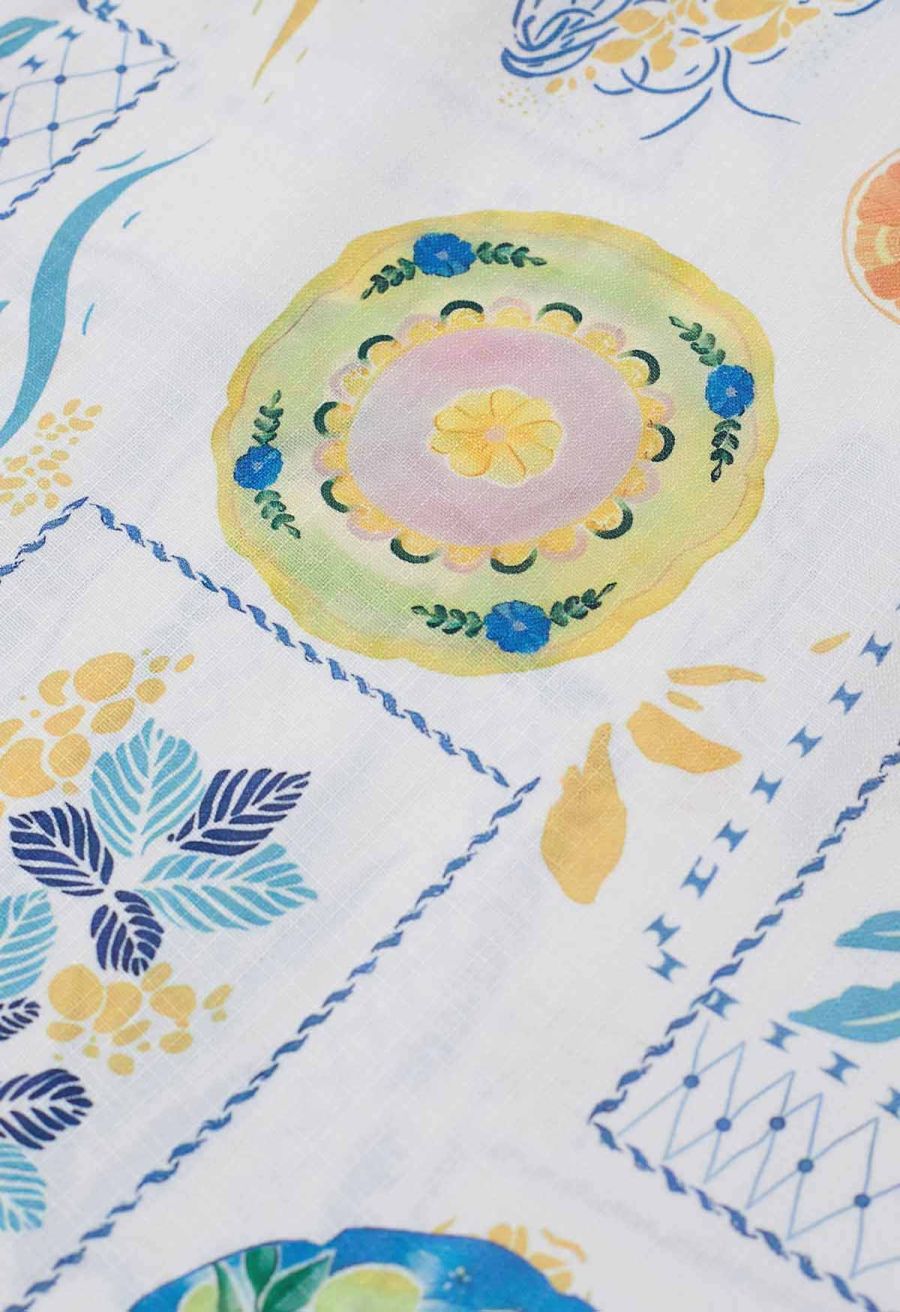 Fruit Paradise Printed V-Neck Flare Dress