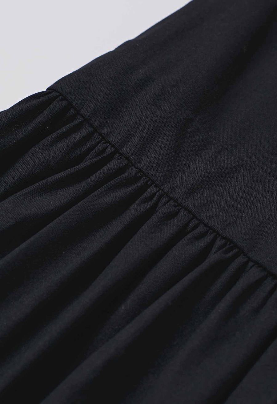 Cutout Front Shirred Split Cami Cotton Dress