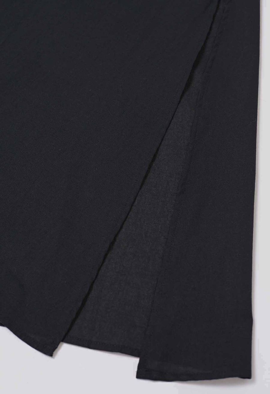Cutout Front Shirred Split Cami Cotton Dress