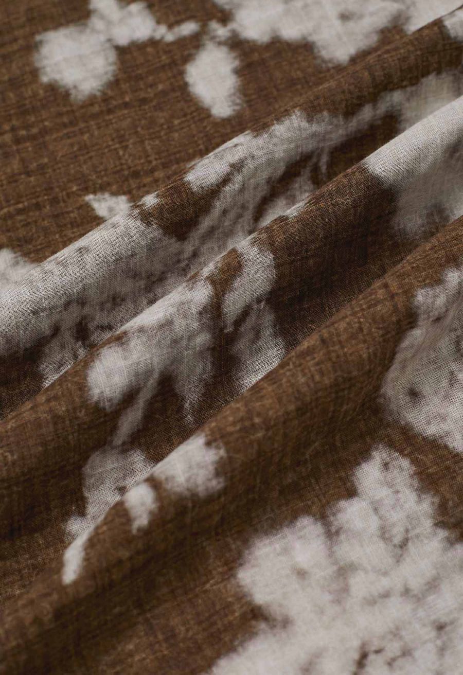 Blurry Floral Printed Shirred Cami Dress in Brown