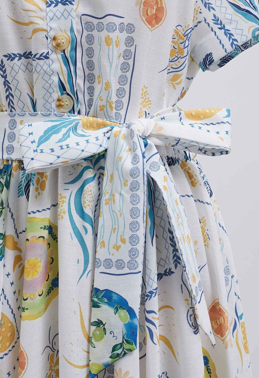 Fruit Paradise Printed V-Neck Flare Dress