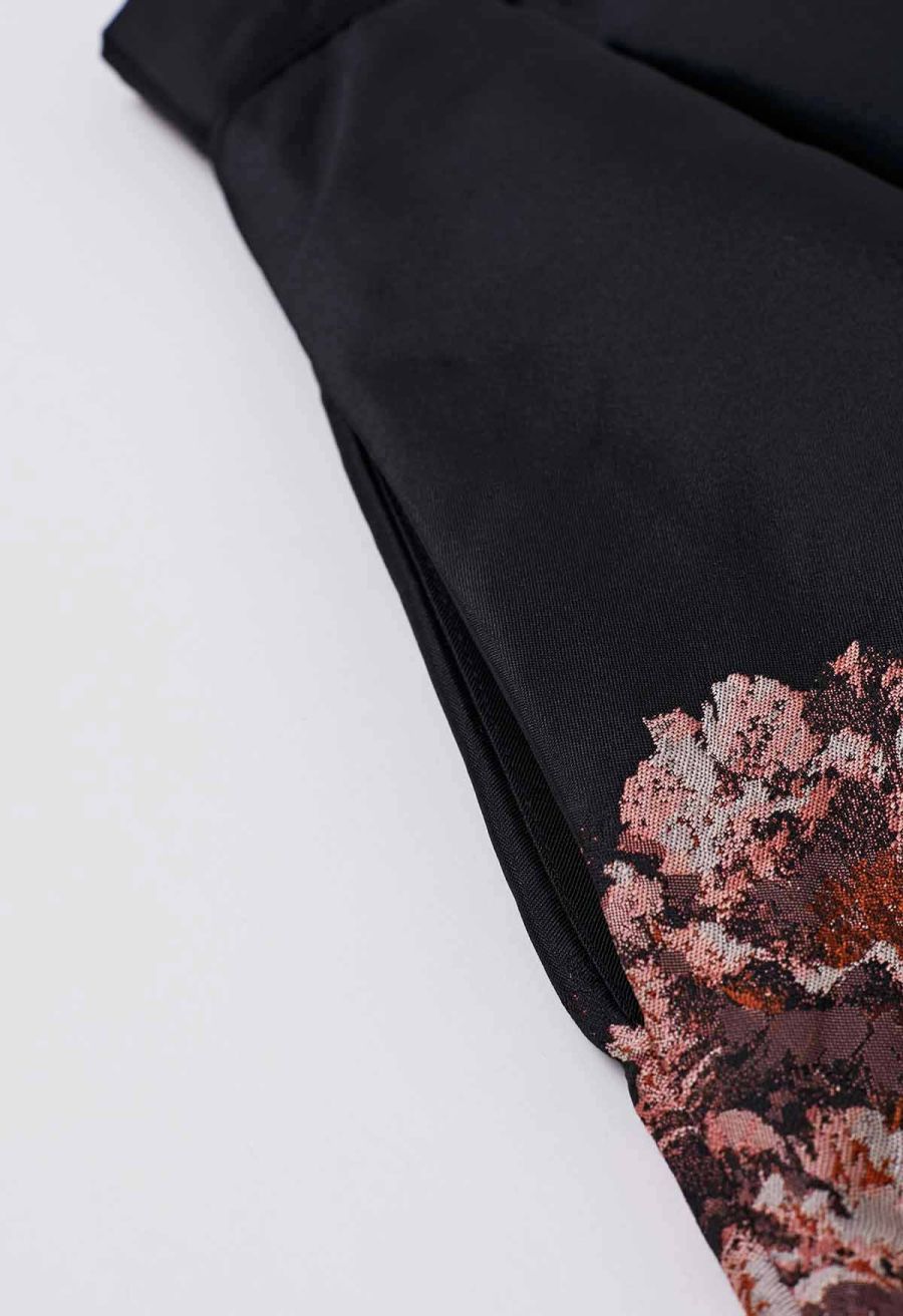 Bewitching Peony Jacquard Flare Skirt in Black