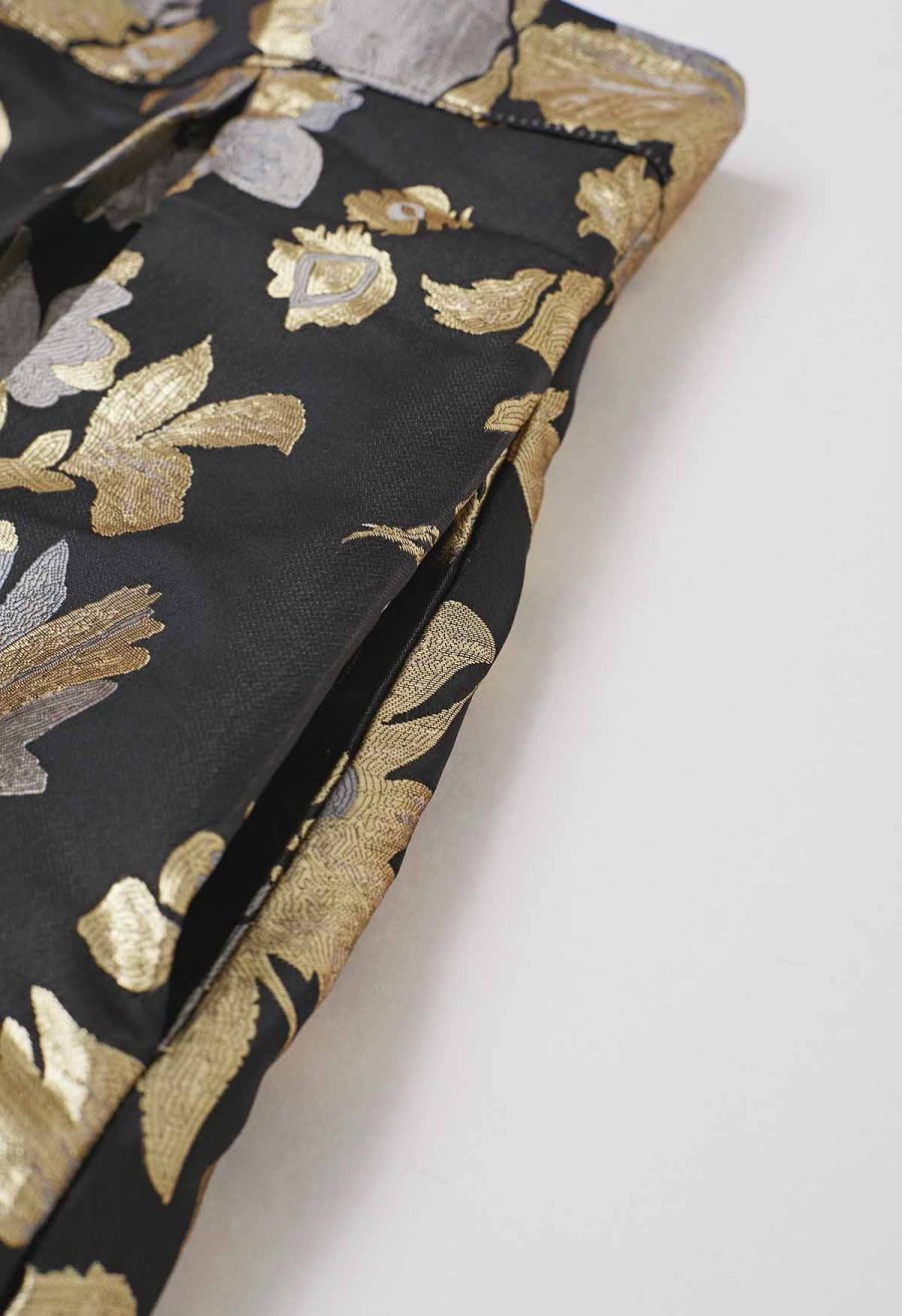 Golden Bouquets Jacquard A-Line Midi Skirt