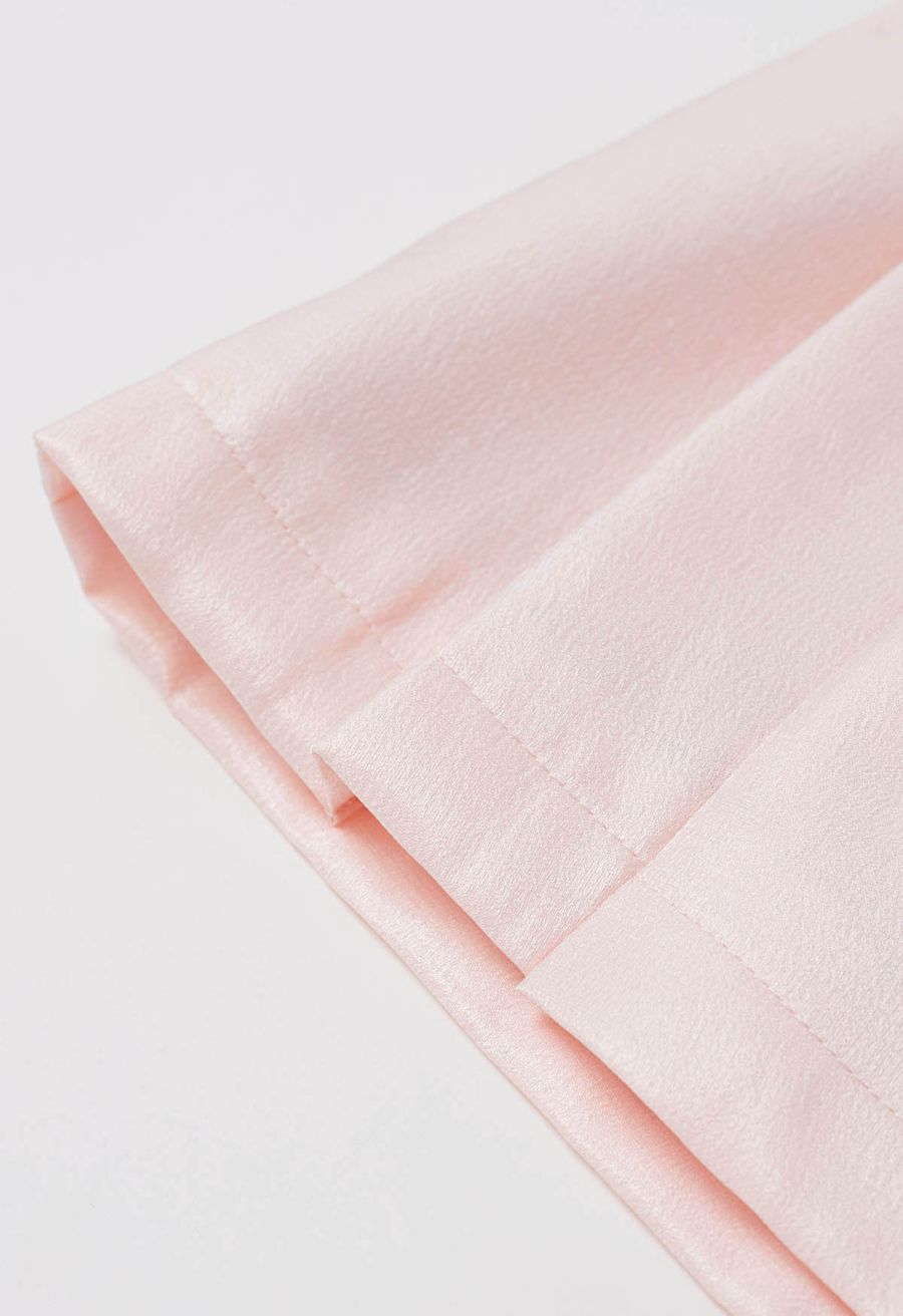Delicate Rhinestone Bow Front Pocket Shorts in Pink