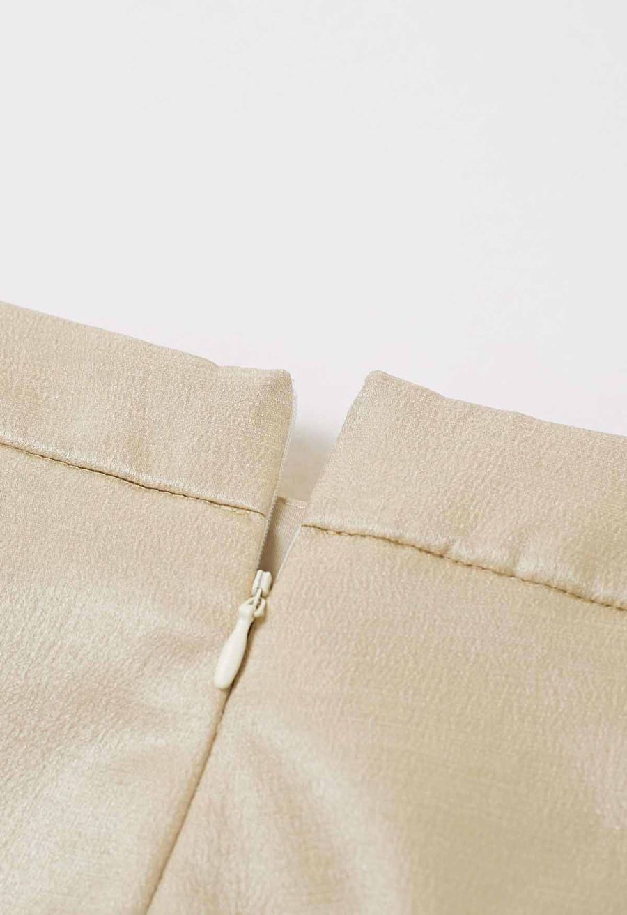 Delicate Rhinestone Bow Front Pocket Shorts in Gold