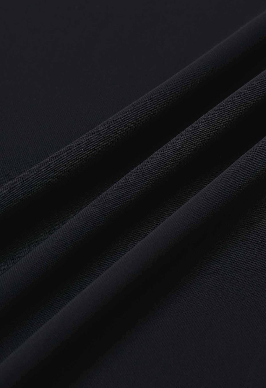Bowknot Waist Pleated Front Pants in Black