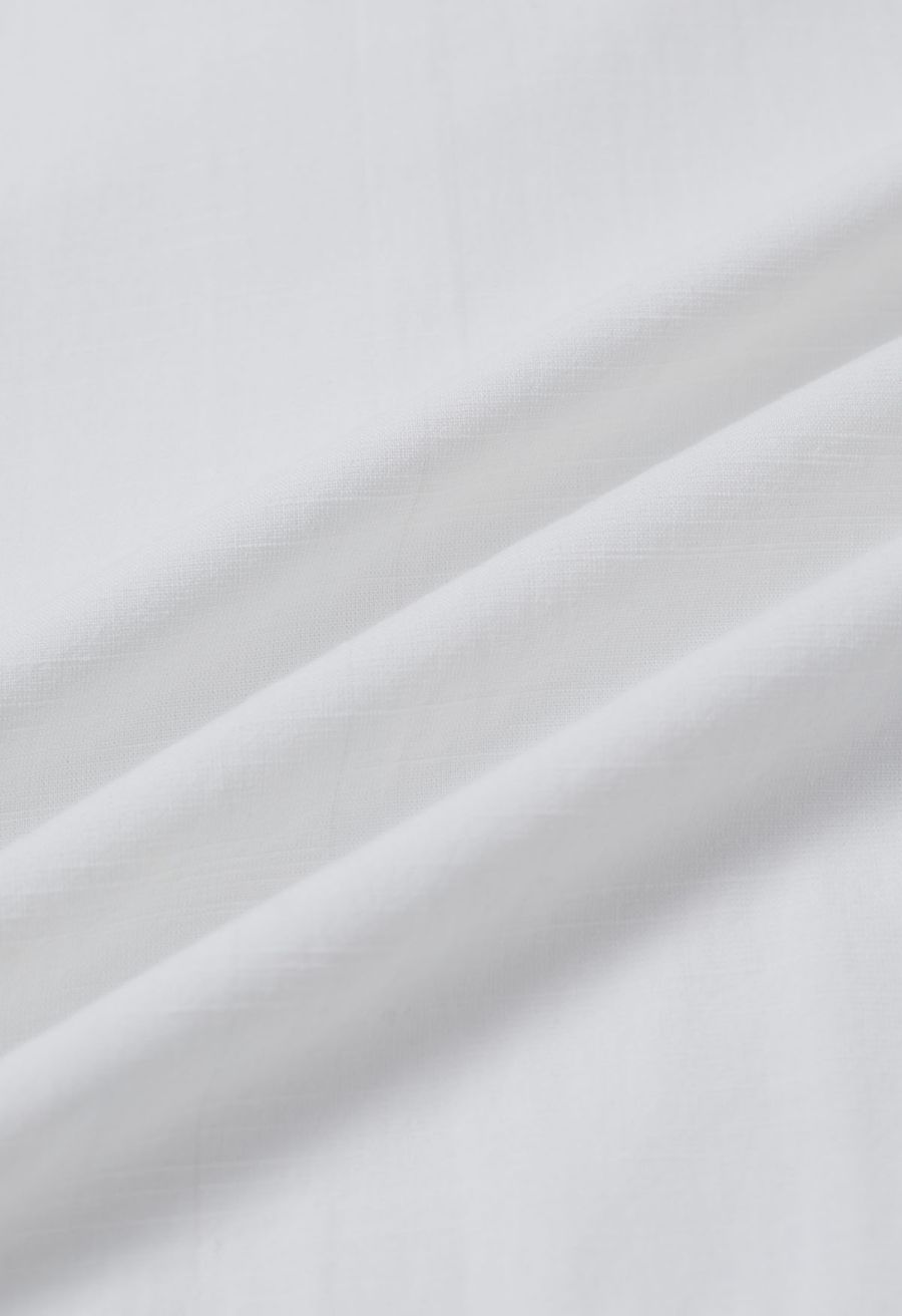 Whisper Lace-Edge Puff Sleeve Top in White
