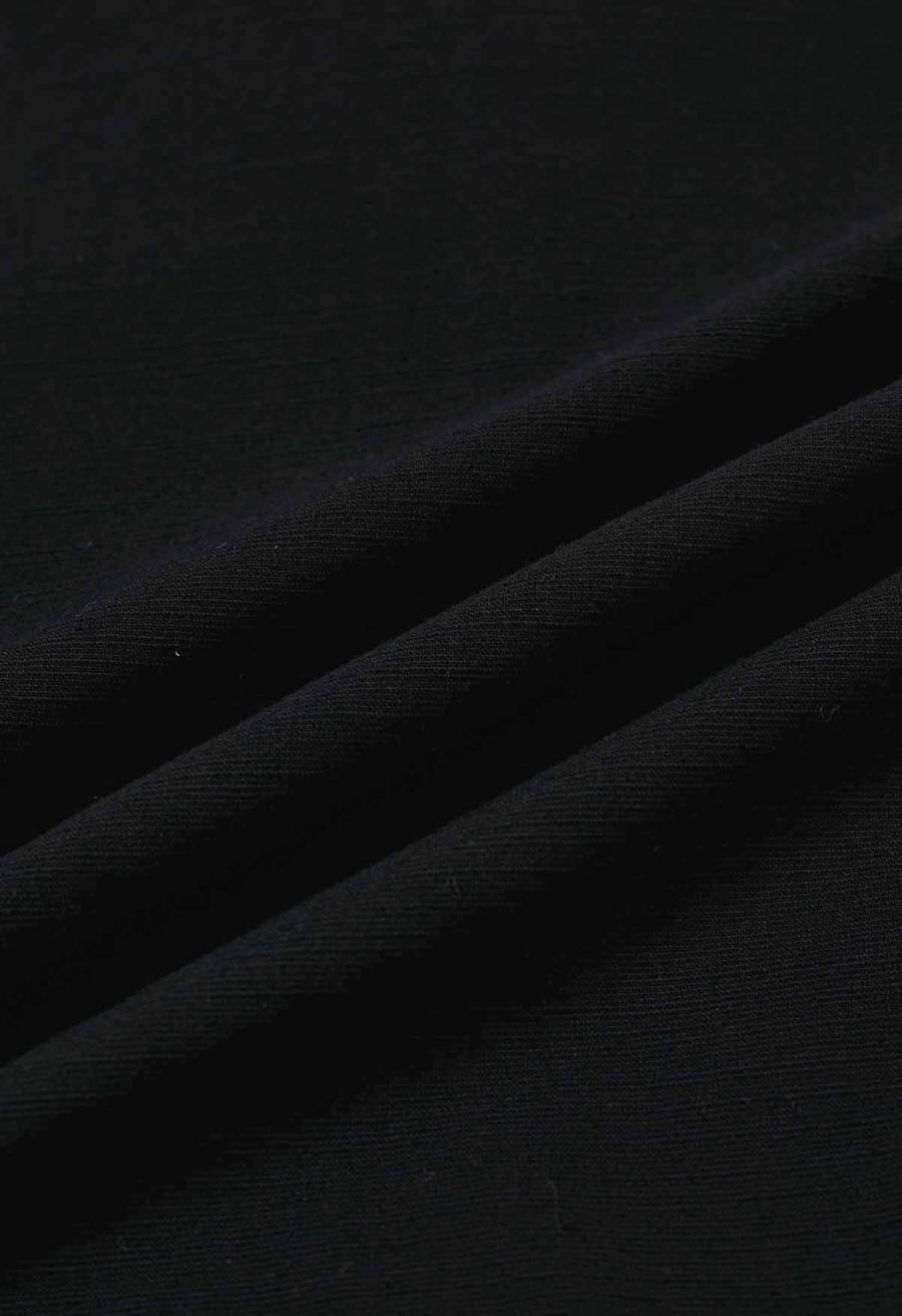 Whisper Lace-Edge Puff Sleeve Top in Black