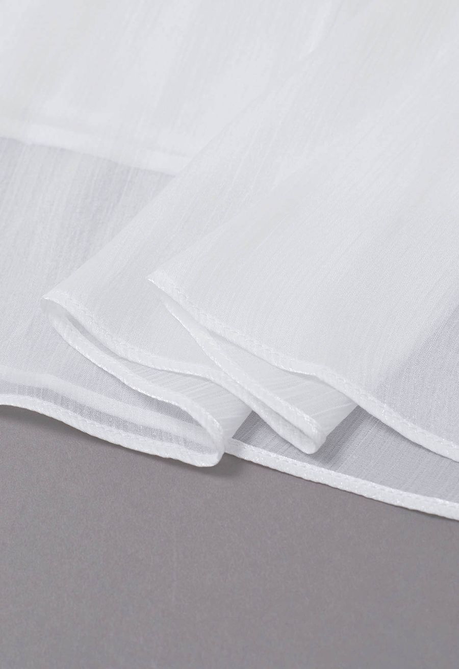 Glossy Finish Tiered Maxi Skirt in White