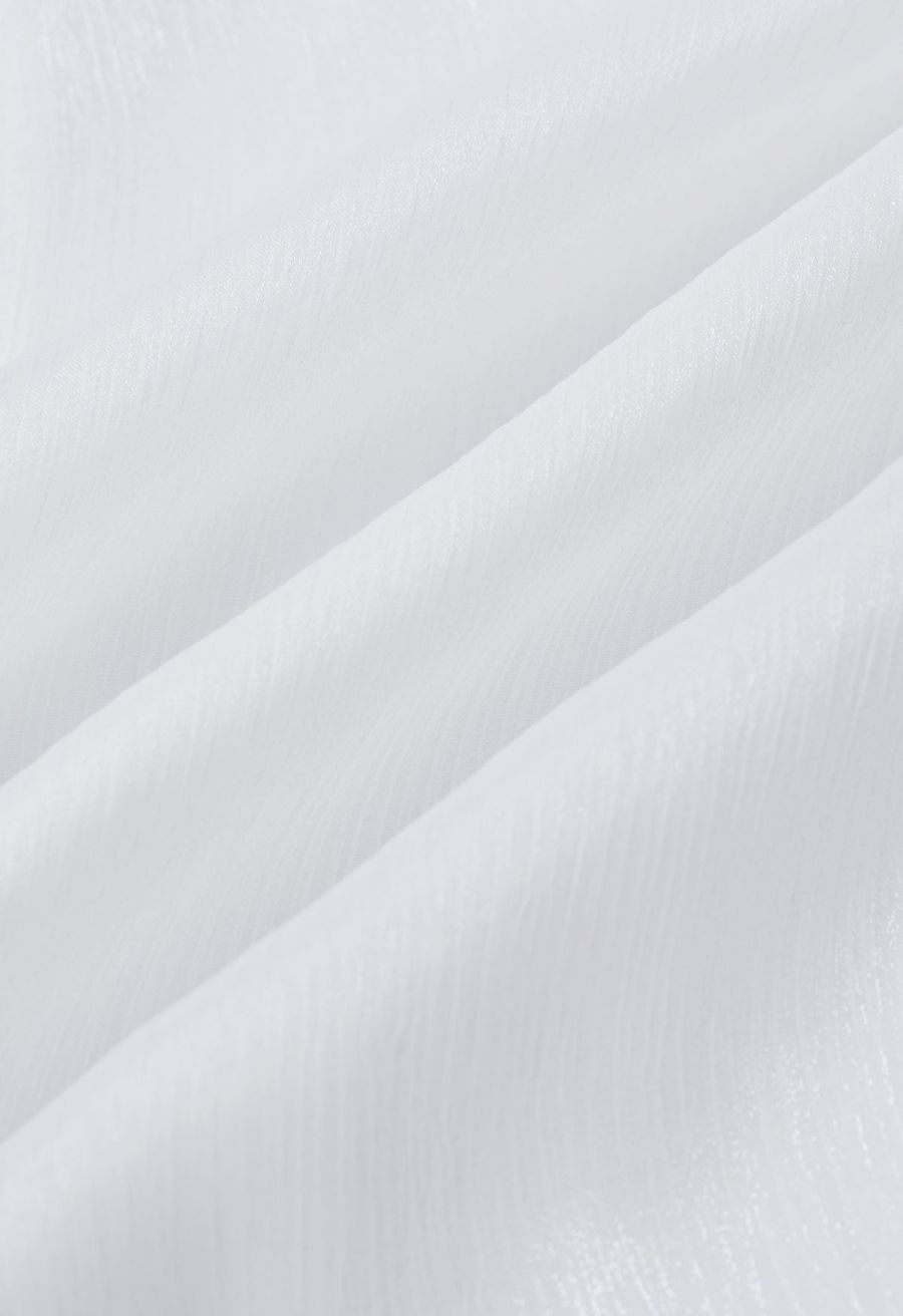 Glossy Finish Tiered Maxi Skirt in White