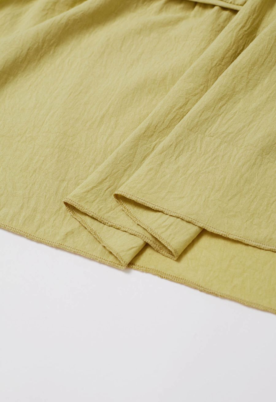 Relaxed Fit Tie-Waist Tiered Maxi Skirt in Lime